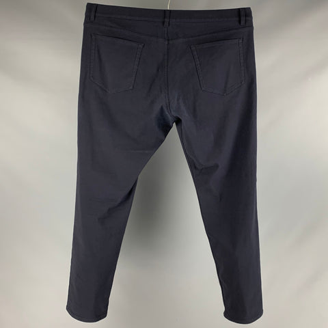 THEORY Size 40 Navy Twill Cotton Blend Flat Front Casual Pants