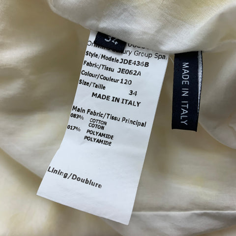 JIL SANDER Taille 2 Robe trapèze en coton mélangé jacquard blanc jaune
