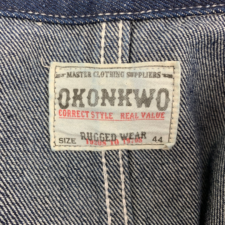 OKONKWO Size L Indigo Cotton Worker Jacket