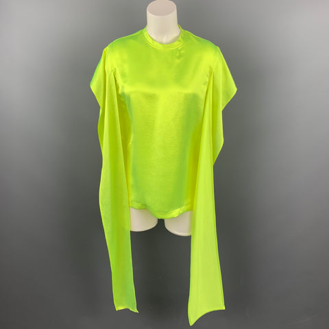 SIES MARJAN S/S 17 Size 4 Neon Yellow Satin Triacetate Wrap Around Nikki Top