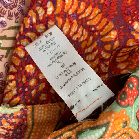 KENZO Size 0 Orange Multi-Color Silk Viscose Long Skirt