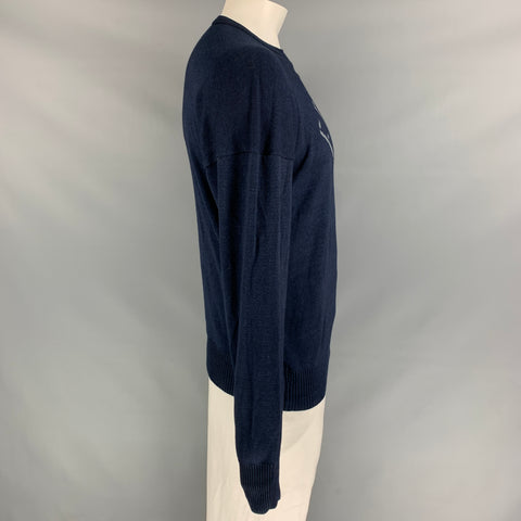 45rpm Size XL Navy Graphic Cotton Crew-Neck Pullover