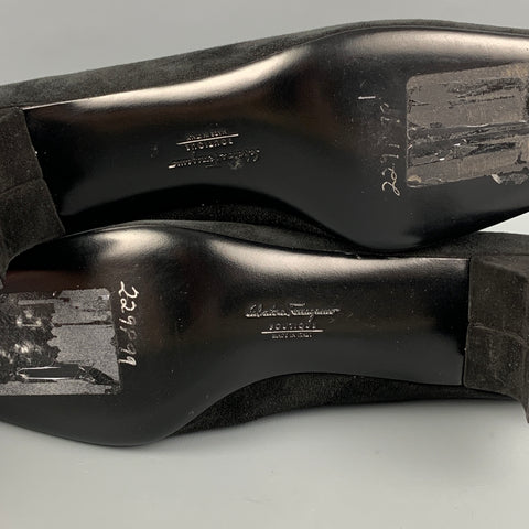 SALVATORE FERRAGAMO Size 9 Black Suede Tassels Pumps