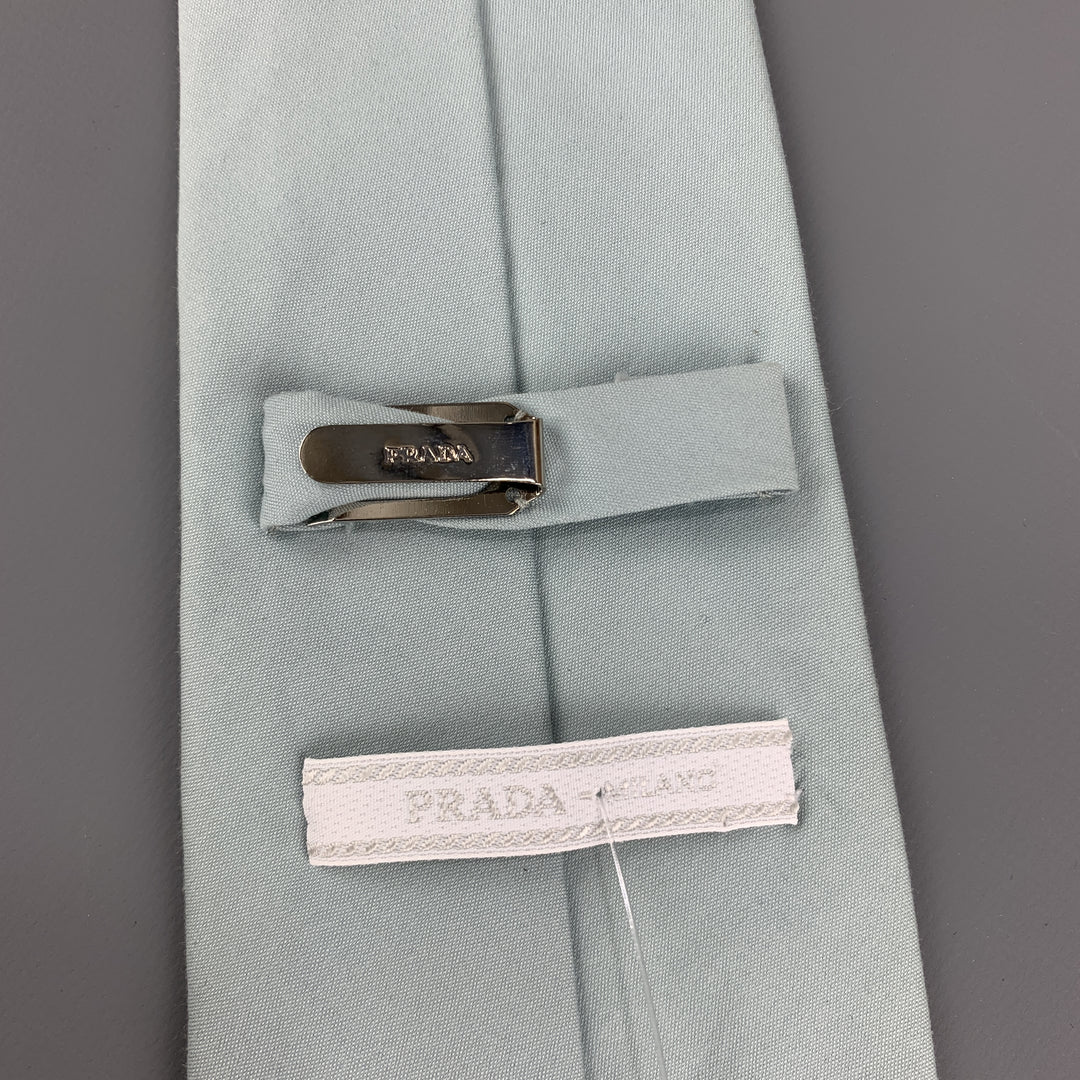 PRADA Solid Light Blue Cotton Blend Tie