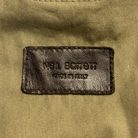 NEIL BARRETT Size 40 Taupe Leather Buttoned Epaulet Jacket