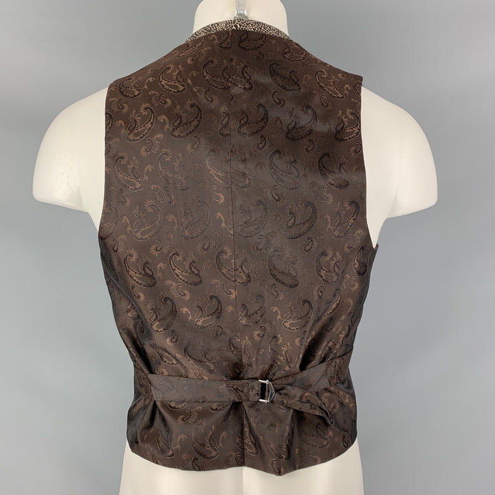 MR TURK Size 38 Black Cream Woven Polyester Blend Vest (Indoor)