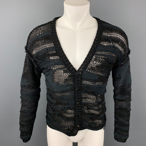 ISABEL BENENATO S/S 19 Size S Black Knit Cotton Blend Buttoned Cardigan