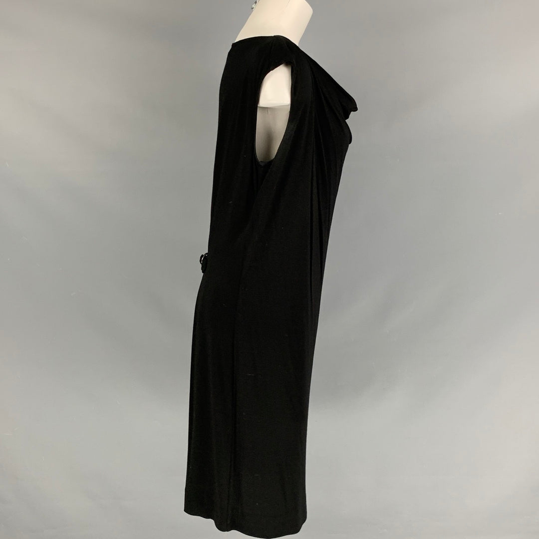 YVES SAINT LAURENT Size 10 Black Solid Draped Dress