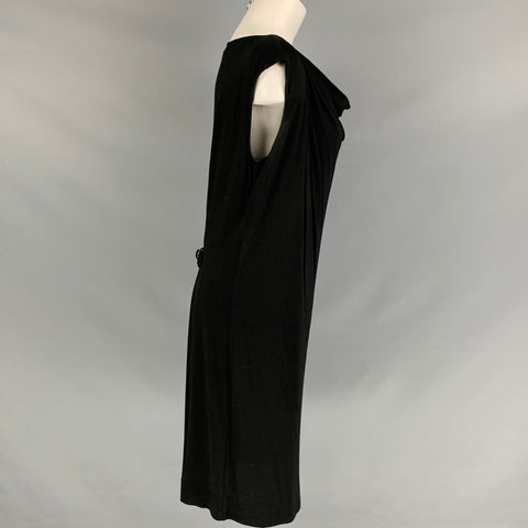 YVES SAINT LAURENT Talla 10 Vestido drapeado liso negro