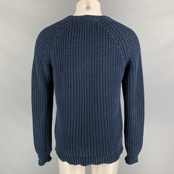 OUR LEGACY Size M Navy Knitted Cotton Crew-Neck Sweater