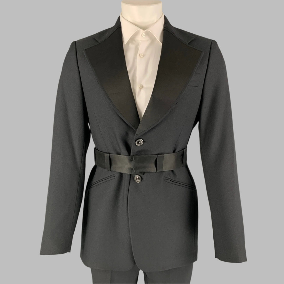 MAISON MARGIELA Size 38 Black Solid Polyester Notch Lapel Tuxedo 
