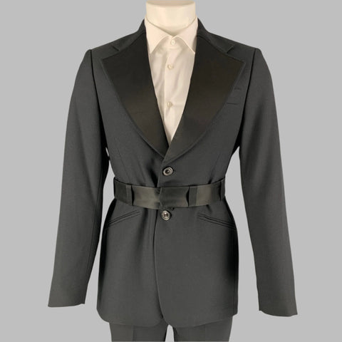 MAISON MARGIELA Size 38 Black Solid Polyester Notch Lapel Tuxedo