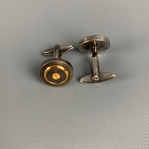DUNHILL Silver Gold Textured Metal Cuff Links