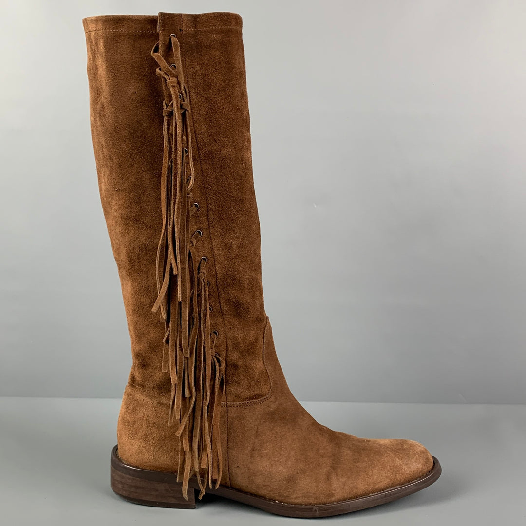 COACH Size Brown Suede Fringe Arianna Boots - Main Image