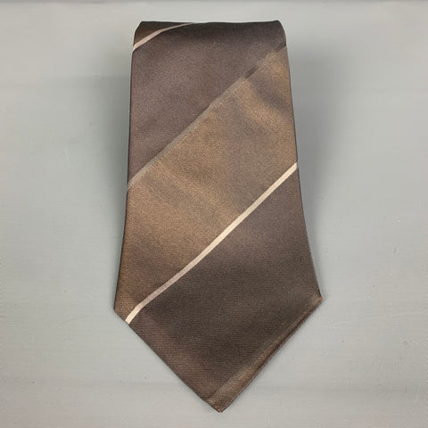 CALVIN KLEIN Taupe Stripe Silk Tie