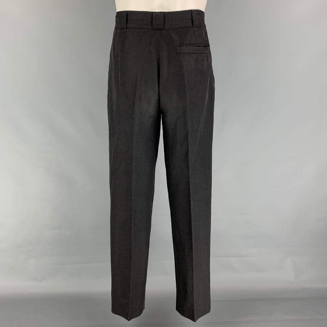 Vintage GIANNI VERSACE Size 38 Black Textured Pleated 3 Piece Suit