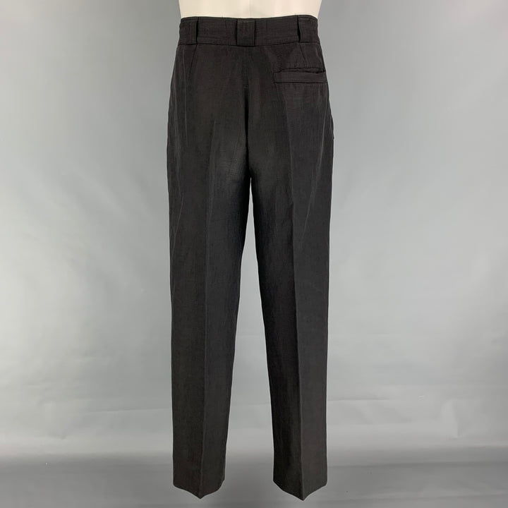 Vintage GIANNI VERSACE Size 38 Black Textured Pleated 3 Piece Suit