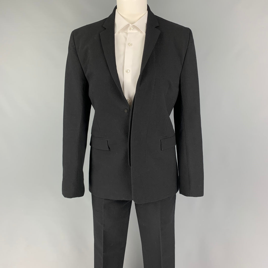 TIM COPPENS Size 36 Black Cotton Blend Hidden Buttons Suit