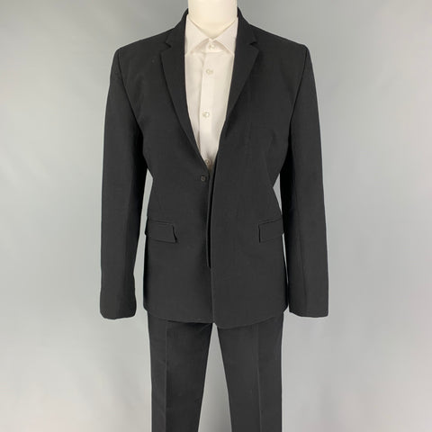 TIM COPPENS Size 36 Black Cotton Blend Hidden Buttons Suit