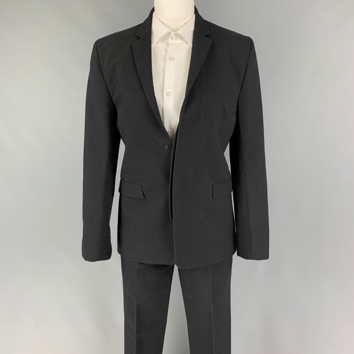 TIM COPPENS Size 36 Black Cotton Blend Hidden Buttons Suit