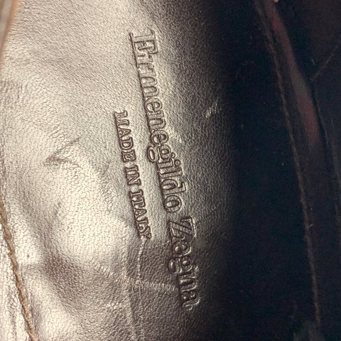 ERMENEGILDO ZEGNA Size 11.5 Brown Perforated Suede Wingtip Lace Up Shoes