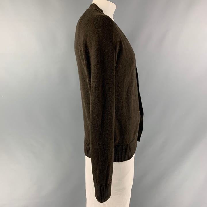 SCHIELE Size L Brown Solid Wool Buttoned Cardigan