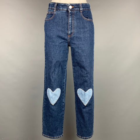 STELLA McCARTNEY Size 26 Blue Patchwork High Waisted Denim Jeans