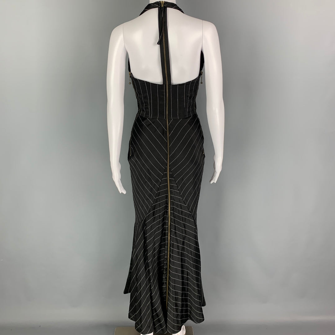 JEAN PAUL GAULTIER SS 1995  Size 4 Black White Acetate Blend Stripe Gown Dress