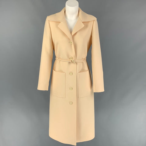 Vintage Nouvelle Boutique de HUBERT de GIVENCHY Talla M Abrigo con cinturón de sarga crema