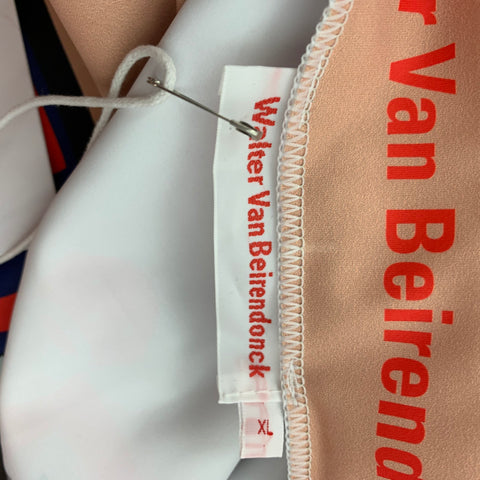 WALTER VAN BEIRENDONCK SS20 Size XL Beige Nude  Graphic Nylon Jersey Bike Top