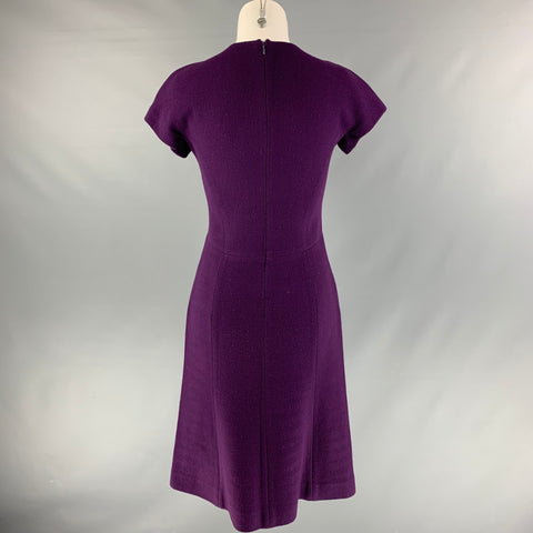 BOTTEGA VENETA Size 6 Purple Virgin Wool Solid A-Line Dress