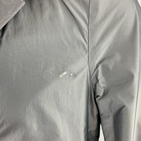 JIL SANDER Size 38 Slate Grey Nylon / Leather Notch Lapel Reversible Coat