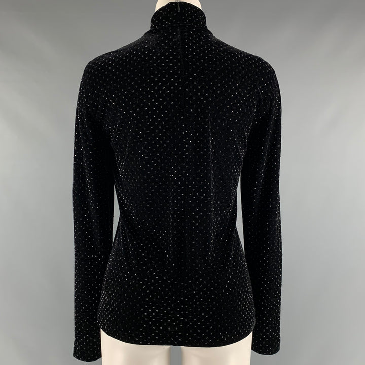 AKRIS Size 8 Black Polyester Beaded Turtleneck Dress Top