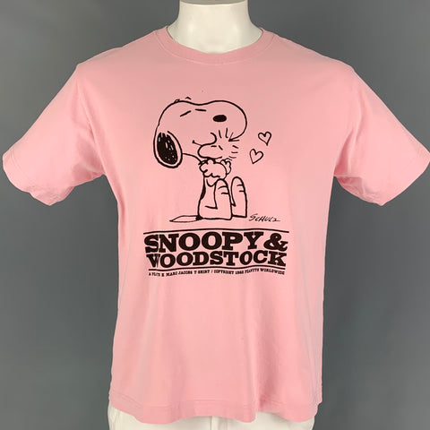 MARC JACOBS x PEANUTS Camiseta de algodón con cuello redondo y estampado rosa y negro Talla L