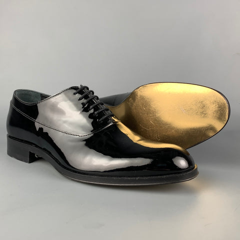 PAUL SMITH Size 8 Black Patent Leather Lace Up Shoes