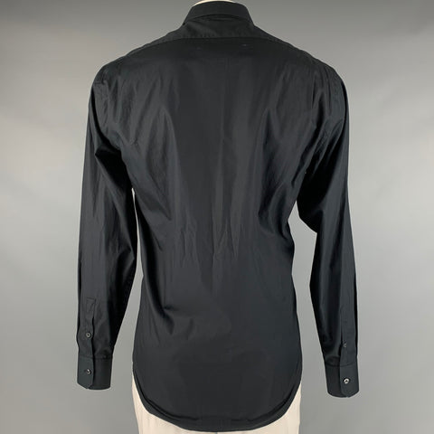 GIANFRANCO FERRE Size L Black Embroidery Cotton Button Up Long Sleeve Shirt
