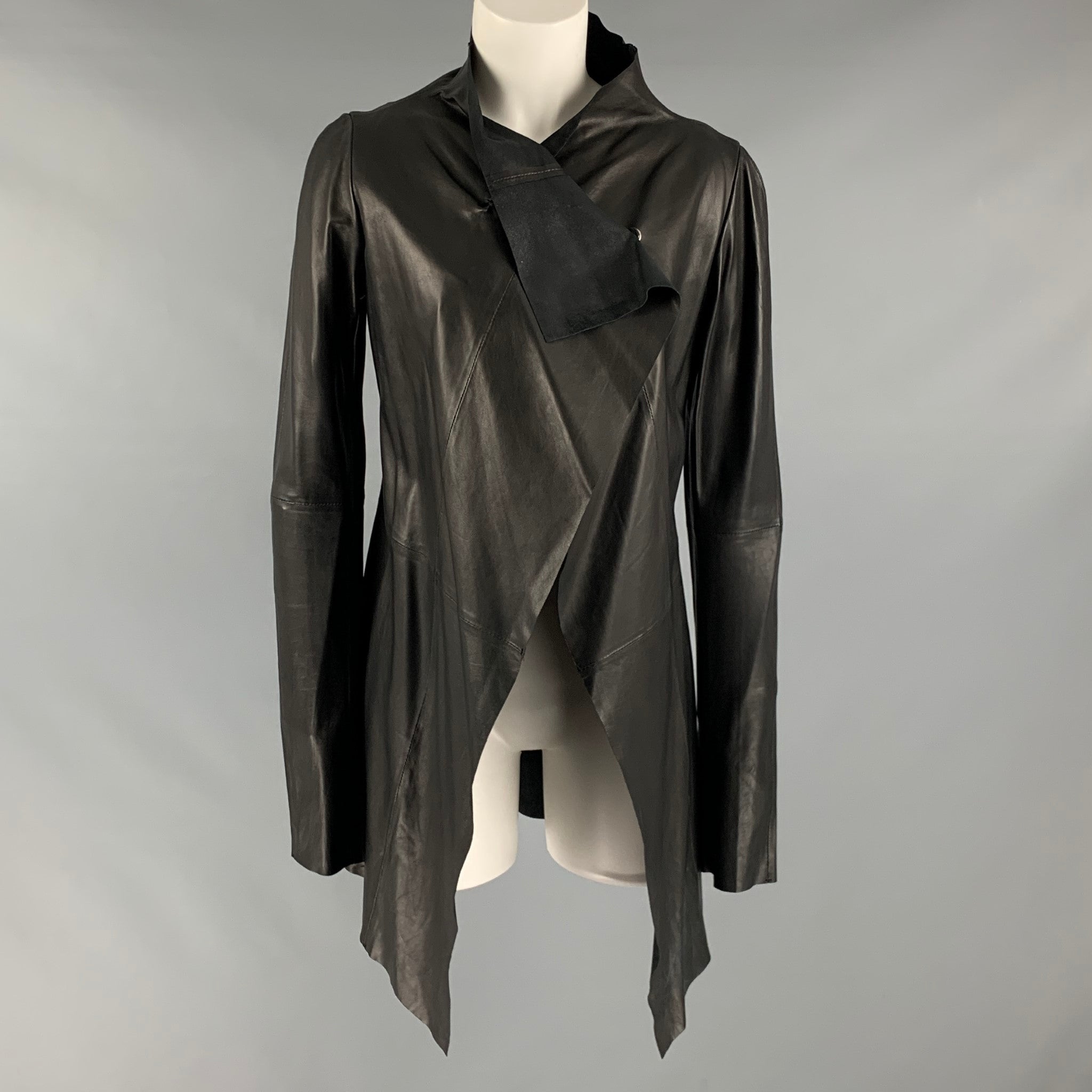 PEACHOO+KREJBERG Size M Black Leather Lamb Skin Jacket