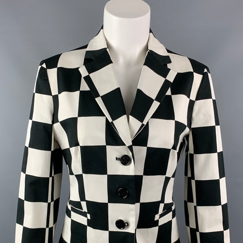 LOVE MOSCHINO Size 6 Black & White Checkered Cotton Jacket