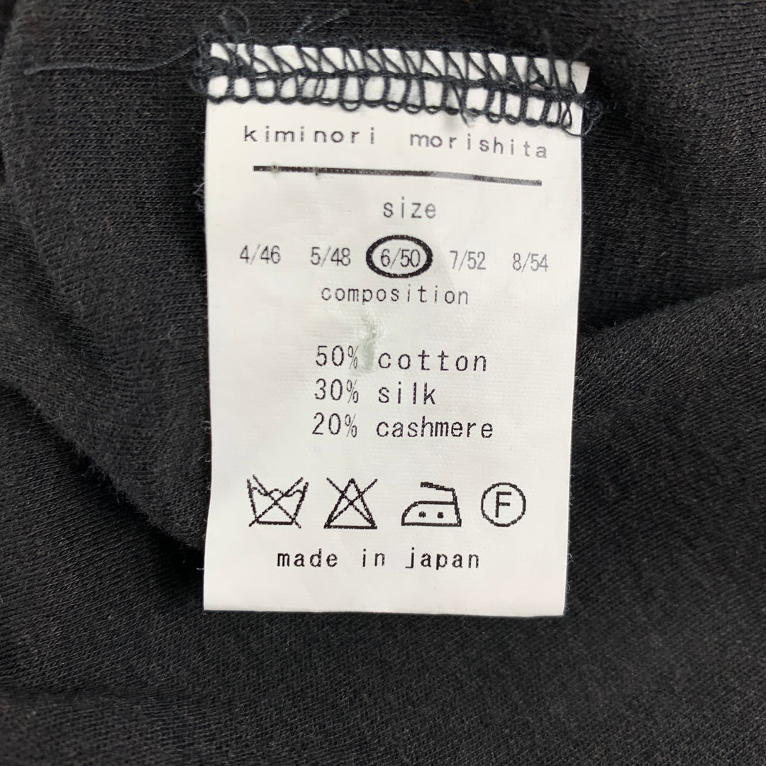 KIMINORI MORISHITA Size M Charcoal Cotton Blend Henley T-shirt