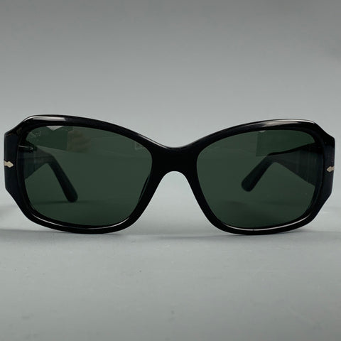 PERSOL Black Acetate Silver Trim Sunglasses