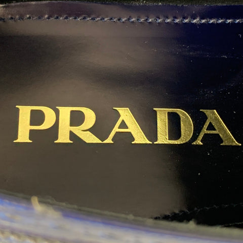 PRADA Size 9 Blue Perforated Leather Wingtip Platform Lace Up Shoes