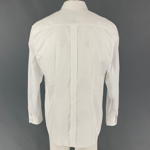 D&G by DOLCE & GABBANA Size XXL White Stripe Cotton Button Up Long Sleeve Shirt