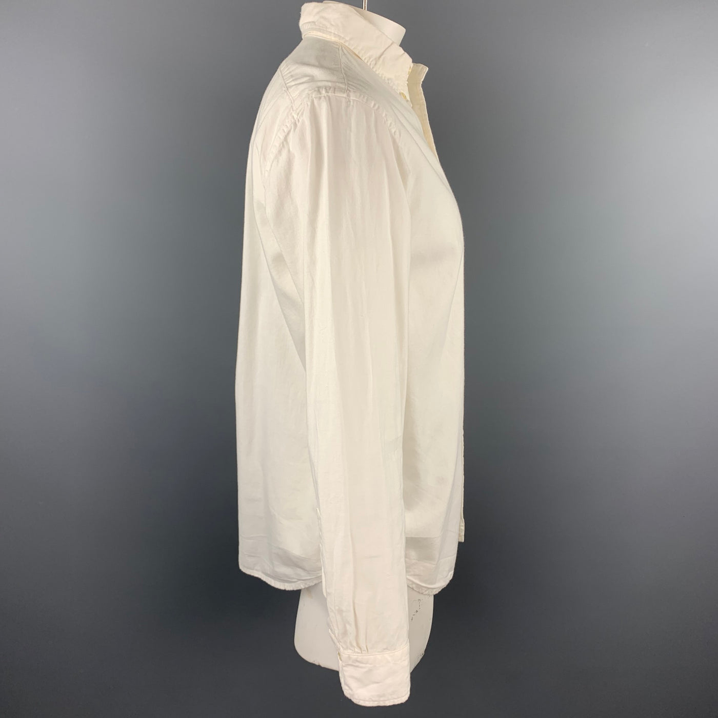ORSLOW Size L White Cotton Button Down Long Sleeve Shirt