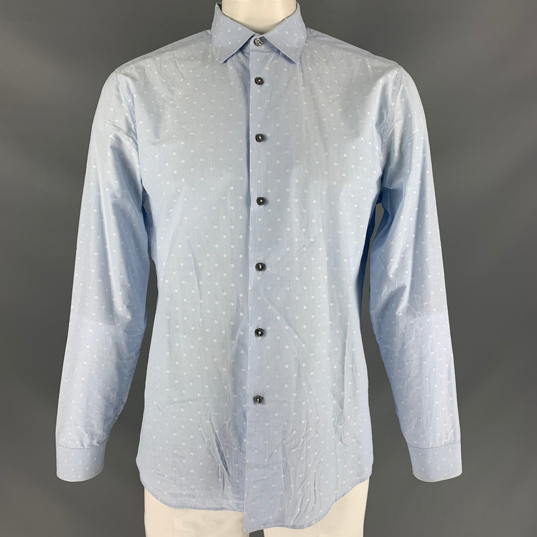 PAUL SMITH Size L Light Blue White Stripe Button Down Long Sleeve Shirt
