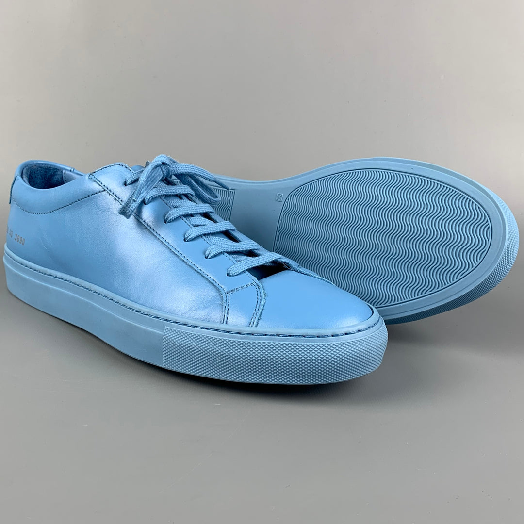COMMON PROJECTS Size 10 Light Blue Leather Sneakers