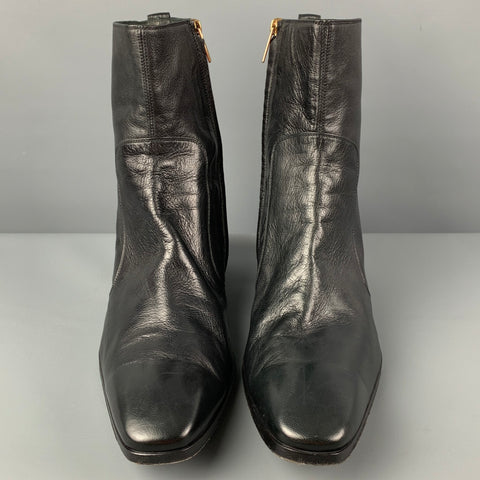 YVES SAINT LAURENT Size 13 Black Leather Side Zipper Johnny  Boots