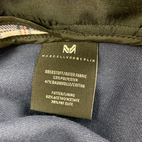 MARCELL VON BERLIN Size 36 White Navy Red Plaid Polyester Cotton Dress Pants