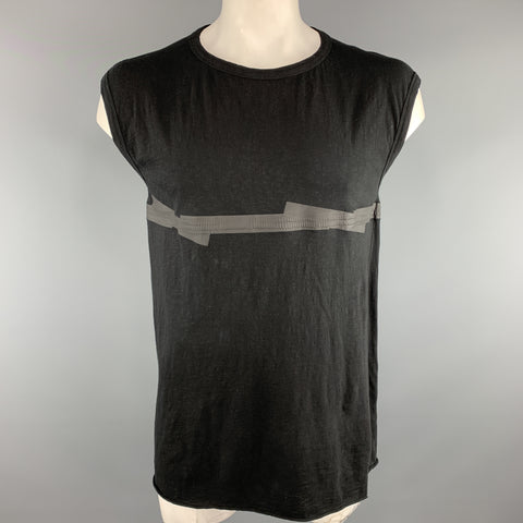 ISAAC SELLAM Taille M T-shirt sans manches en coton texturé noir