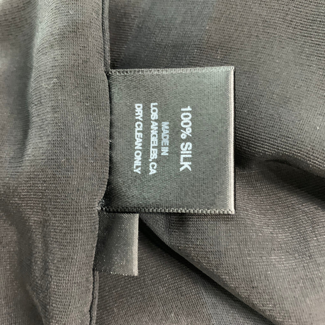NAHMIAS Talla XL Camisa de manga larga con botones de seda a rayas negras