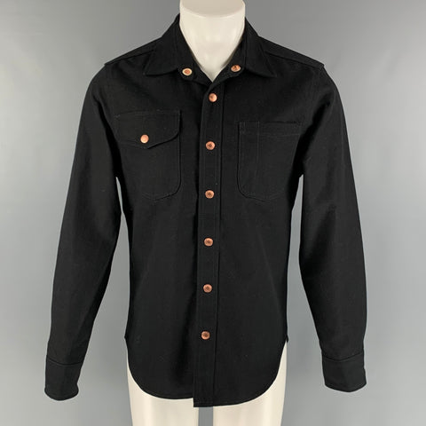 SIDNAW COMPANY Size M Black Solid Canvas Snaps Long Sleeve Shirt